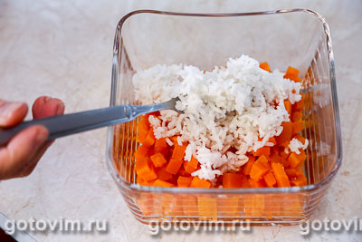 Слоеный салат с крабовым мясом VICI, рисом и редисом
