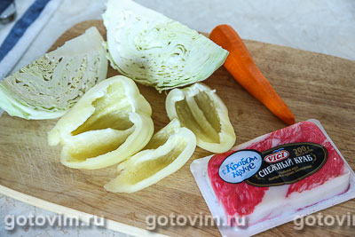Легкий овощной салат с крабовыми палочками «Снежный краб» VICI .