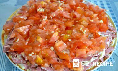 Слоеный салат с колбасой «Викинг» (2-й рецепт)