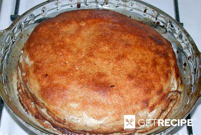Блинчатый пирог с творожно-ореховой начинкой