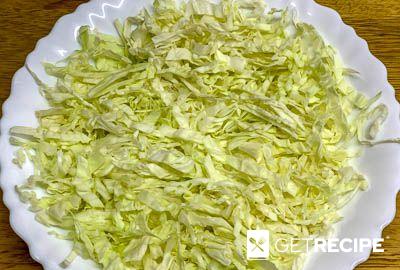 Салат из пекинской капусты с курицей, сухариками и сыром (2-й рецепт)