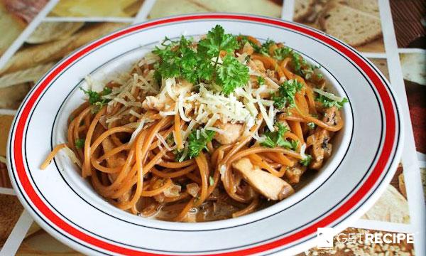 Спагетти с соусом из тыквы и куринной грудки (2-й рецепт)