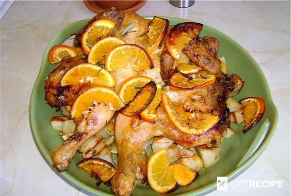 Курица с розмарином, чесноком и апельсинами