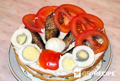 Закусочный торт с рыбой (2-й рецепт)