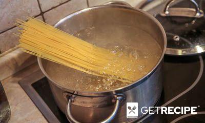 Спагетти с грибами вешенками и сосисками (2-й рецепт)