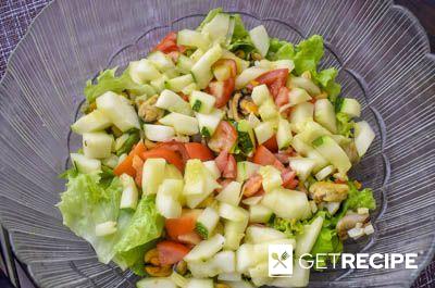 Теплый салат с мидиями, помидорами и кабачками (2-й рецепт)