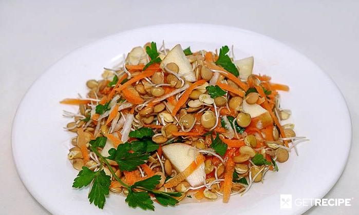 Витаминный салат с пророщенной чечевицей (2-й рецепт)