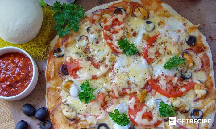 Пицца с мидиями (2-й рецепт)