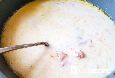 Сырный суп с креветками.