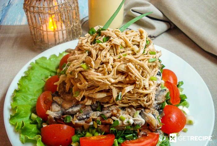 Photo of Мужской салат с курицей, грибами и дайконом (2-й рецепт)