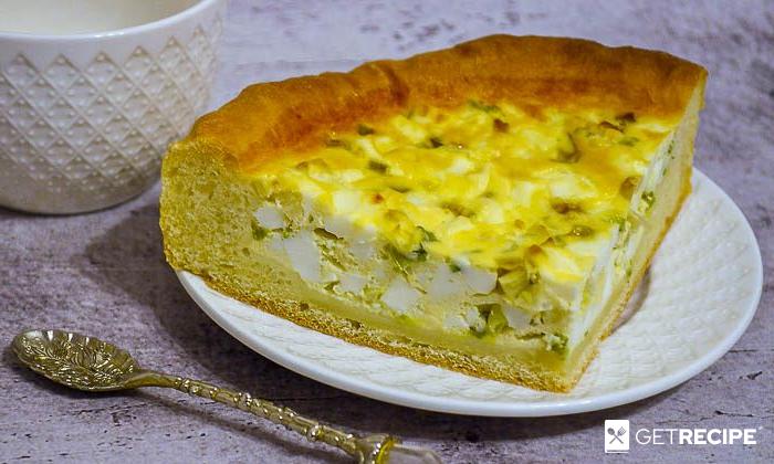 Photo of Открытый пирог с яйцом и зеленым луком.