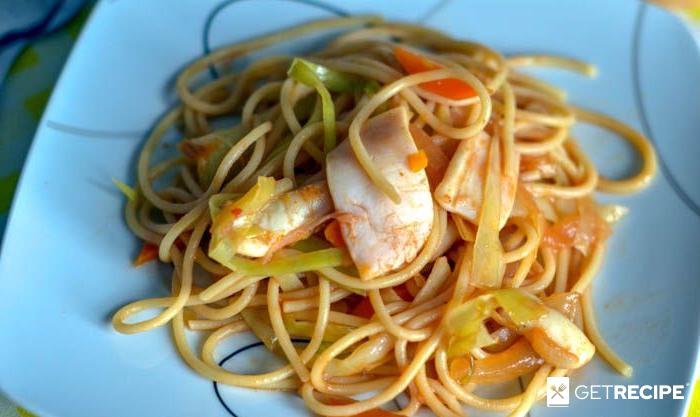 Photo of Паста с кальмарами в соусе с овощами (2-й рецепт)