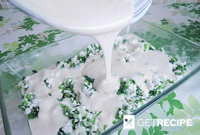 Заливной пирог с творогом и зеленым луком (2-й рецепт)