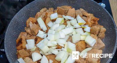 Картофельное пюре с жареным мясом «Вулкан» (2-й рецепт)