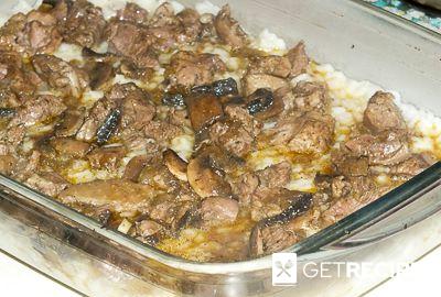Рисовая запеканка с грибами и мясом индейки (2-й рецепт)