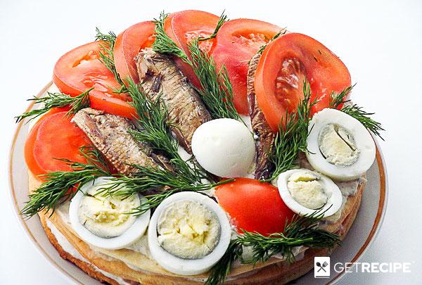 Photo of Закусочный торт с рыбой.