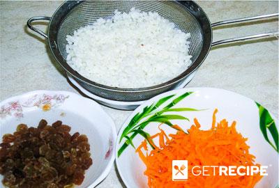 Рисовая десертная запеканка с изюмом, тыквой и медово-сметанной подливой (2-й рецепт)