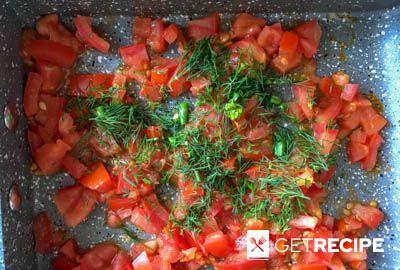 Ржаные макароны с помидорами, укропом и плавленым сыром (2-й рецепт)