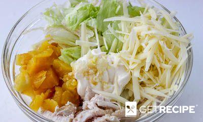 Салат с ананасом, курицей, сыром и салатом айсберг (2-й рецепт)