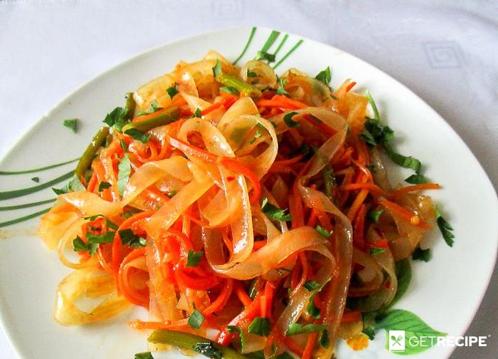 Photo of Закуска из крахмальной лапши ашлянфу с морковью по-корейски (2-й рецепт)