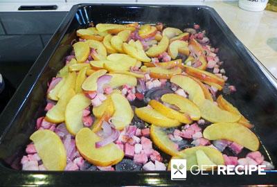 Блин с грудинкой, яблоками и тимьяном в духовке (2-й рецепт)
