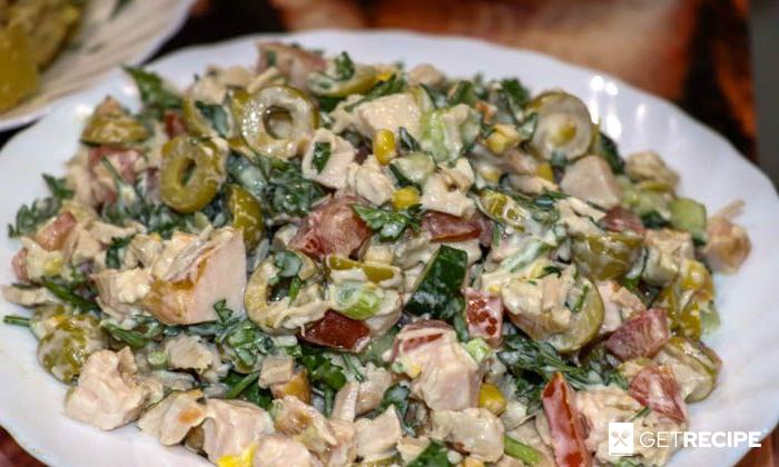 Photo of Мясной салат из свинины, копченой курицы и овощей (2-й рецепт)