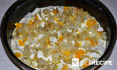 Заливной пирог на кефире с рисом, луком и яйцом (2-й рецепт)