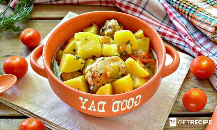 Photo of Тушеная картошка с курицей и маринованными огурцами (2-й рецепт)
