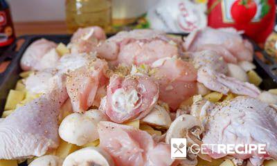 Курица с картошкой и грибами в духовке (2-й рецепт)