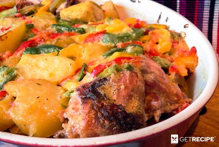 Кролик в духовке с картофелем и болгарским перцем (2-й рецепт)