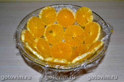 Торт без выпечки с апельсинами и бананами