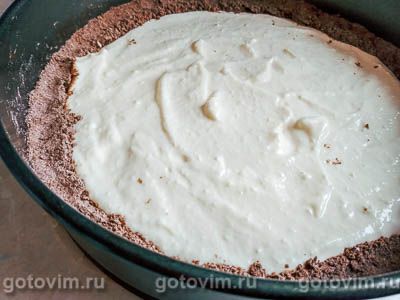 Творожный пирог с шоколадной основой