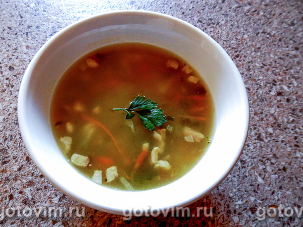 Пшенный суп с топинамбуром и молодой зеленью.
