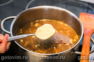 Суп из опят с плавленым сыром
