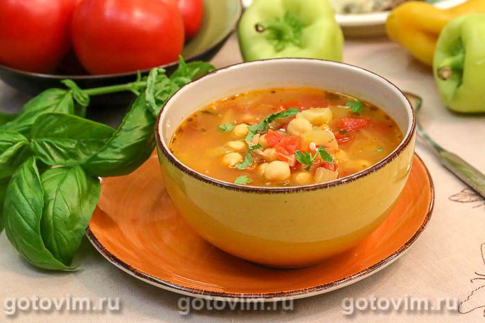 Потахе или испанский суп из нута, овощей и миндаля (Potaje de garbanzos).