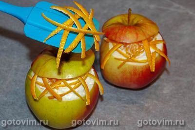 Запеченные яблоки с творогом и мандарином