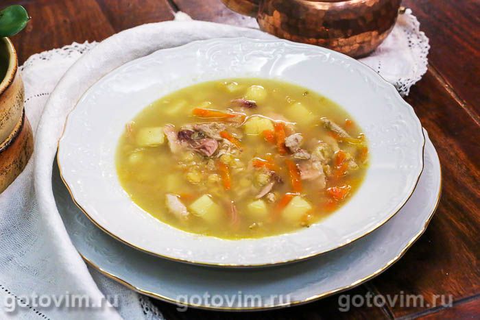 Куриный суп с желтой чечевицей