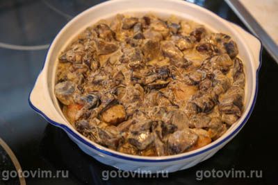 Мясо с грибами в духовке