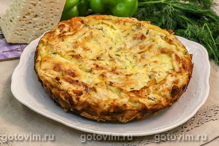 Рваный пирог из лаваша с сыром и зеленью