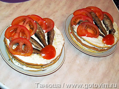 Закусочный торт с рыбой