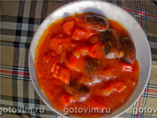 Фасоль в томатном соусе с яблоками (2-й рецепт)