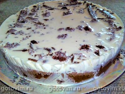 Шоколадный торт на кефире с лимонным курдом и сливочным желе