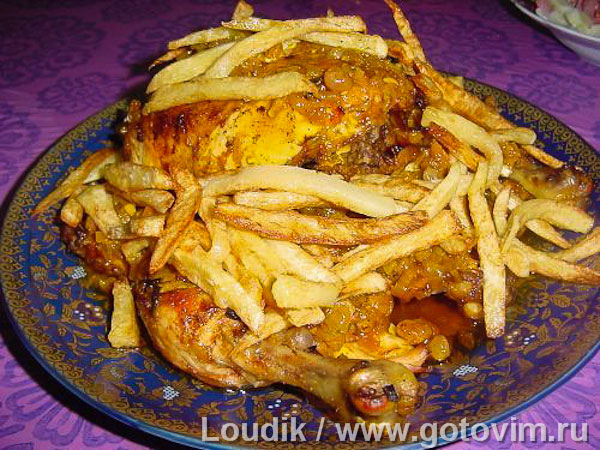 Курица с черносливом и картофелем фри (2-й рецепт)