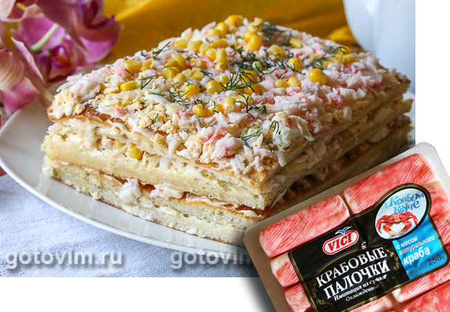 Закусочный торт с крабовыми палочками «Снежный краб» VICI