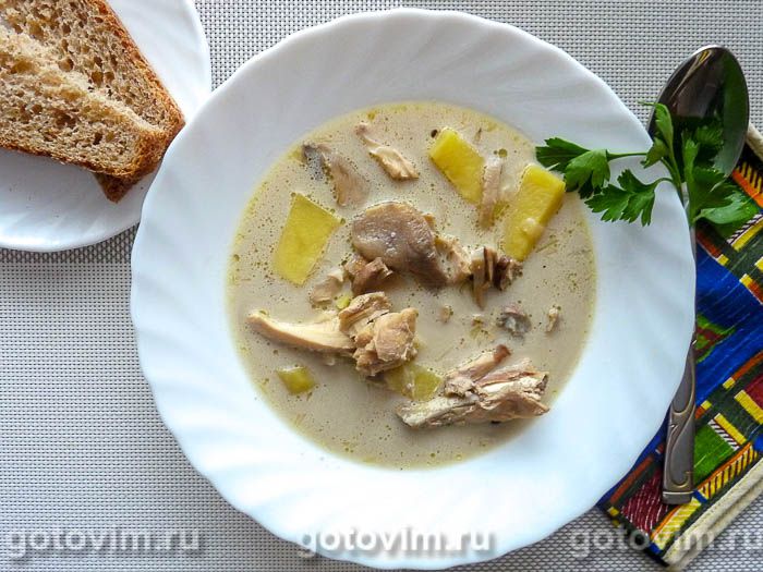 Сливочный суп с кроликом и сушеными белыми грибами (2-й рецепт)