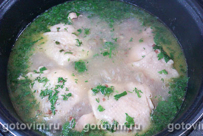 Гречневый суп с курицей и зеленым луком в мультиварке