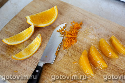 Теплый салат из утиной грудки с апельсинами.